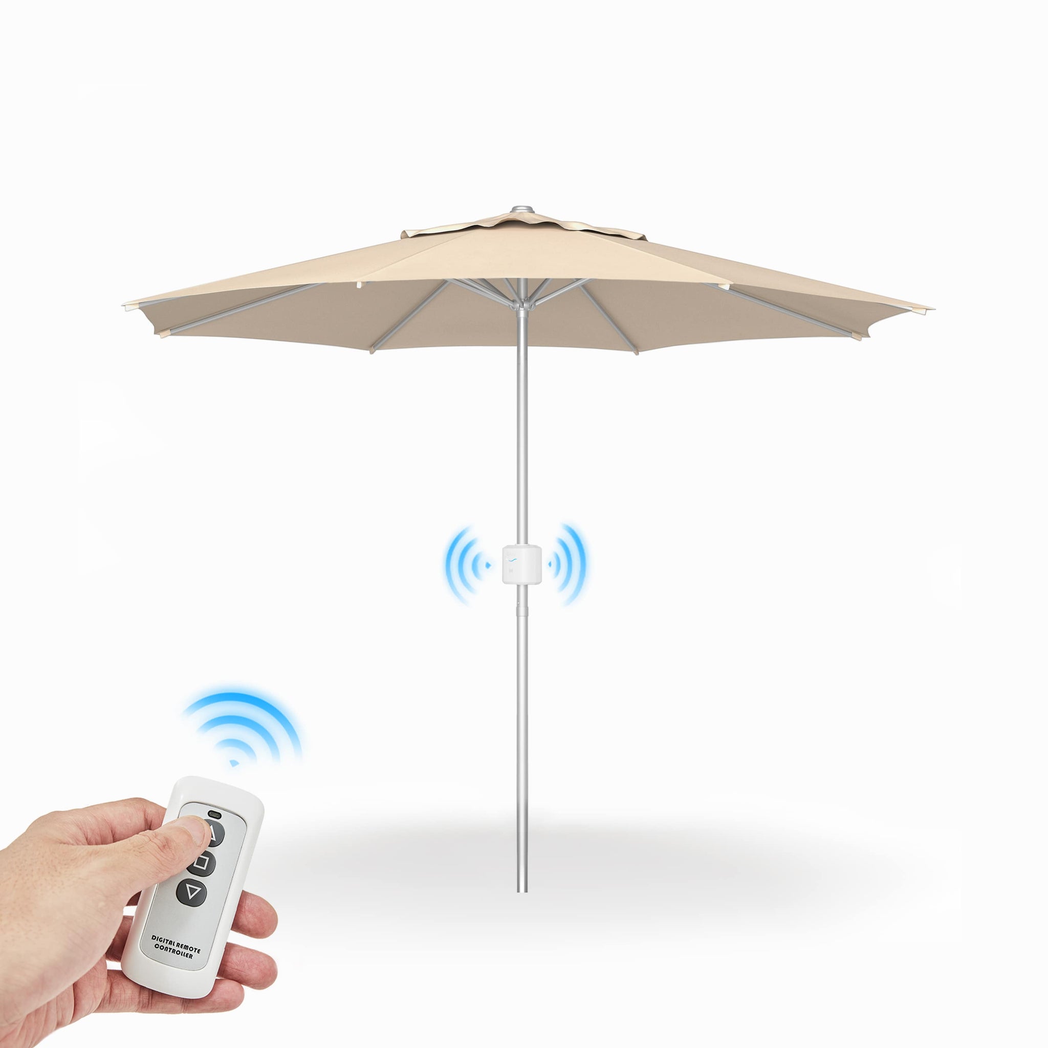 add-a-motor patio umbrella motor with touch-switch & remote control Bluu Automatic Market Umbrella