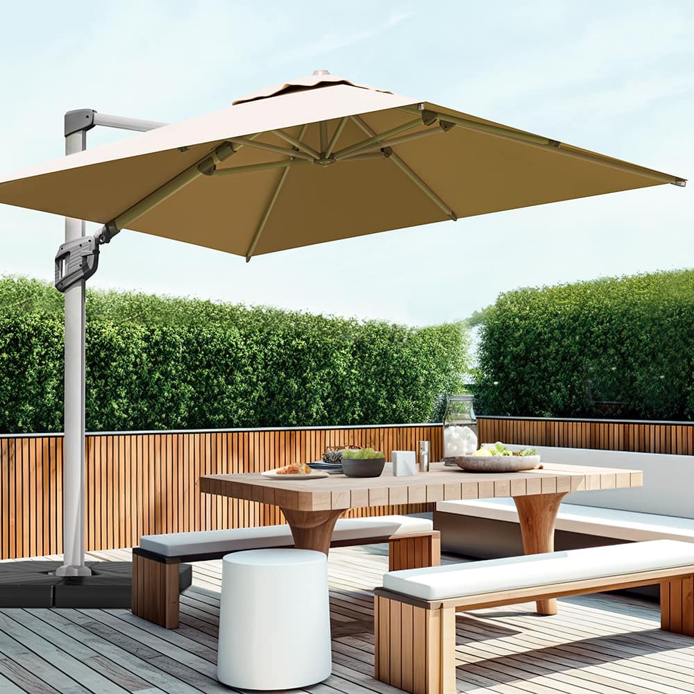 Bluu Redwood Pro Cantilever Umbrella Rectangular 1-Tier