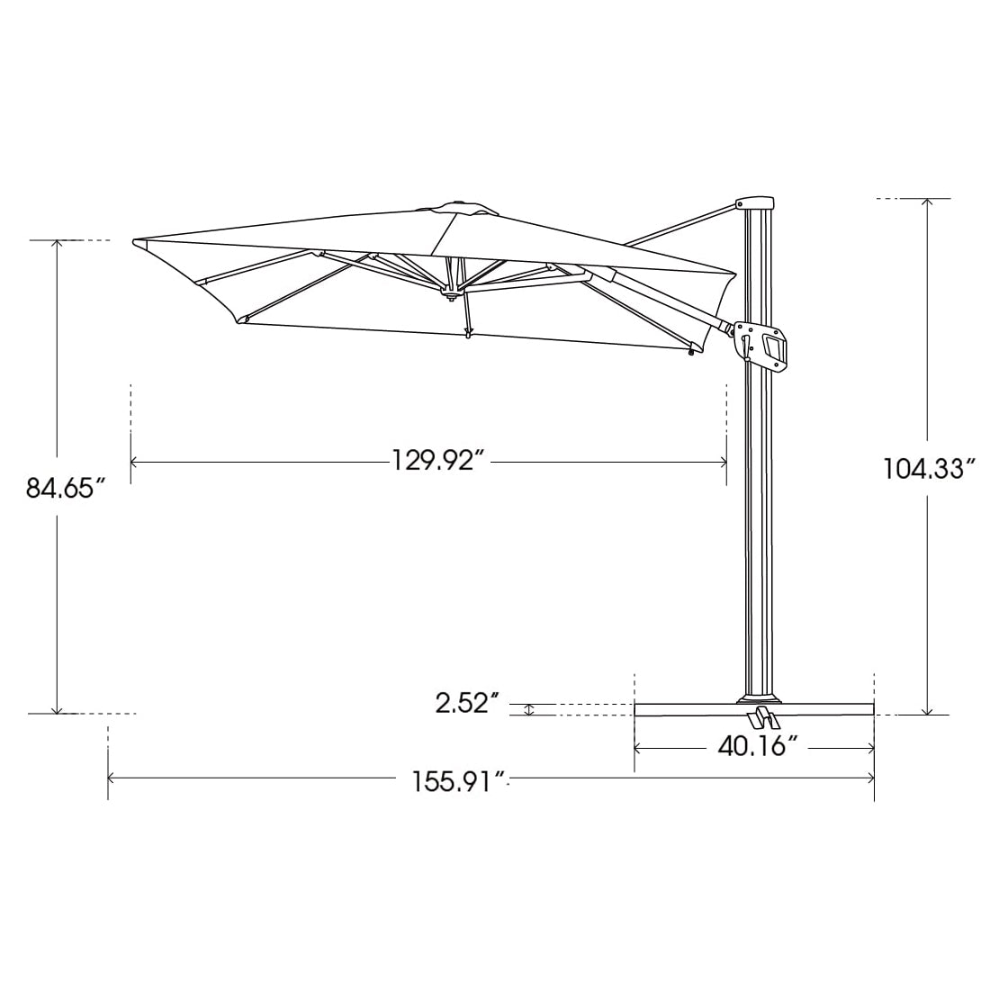 Bluu Redwood Pro Cantilever Umbrella Rectangular 1-Tier