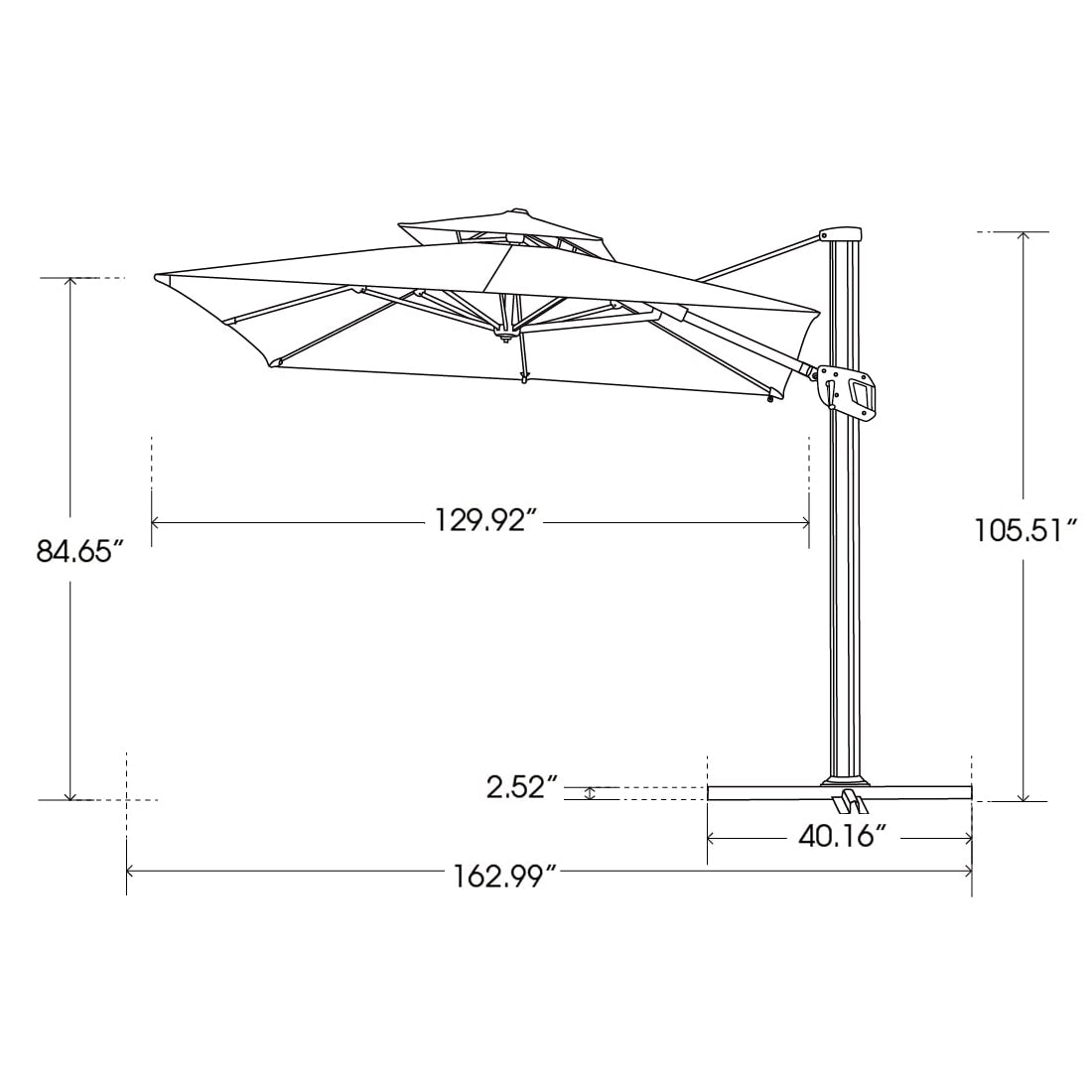 Bluu Redwood Pro Cantilever Umbrella Rectangular 2-Tier