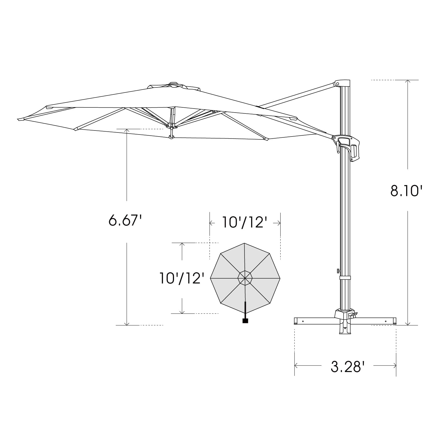 Bluu Sequoia Pro Cantilever Umbrella Round 1-Tier