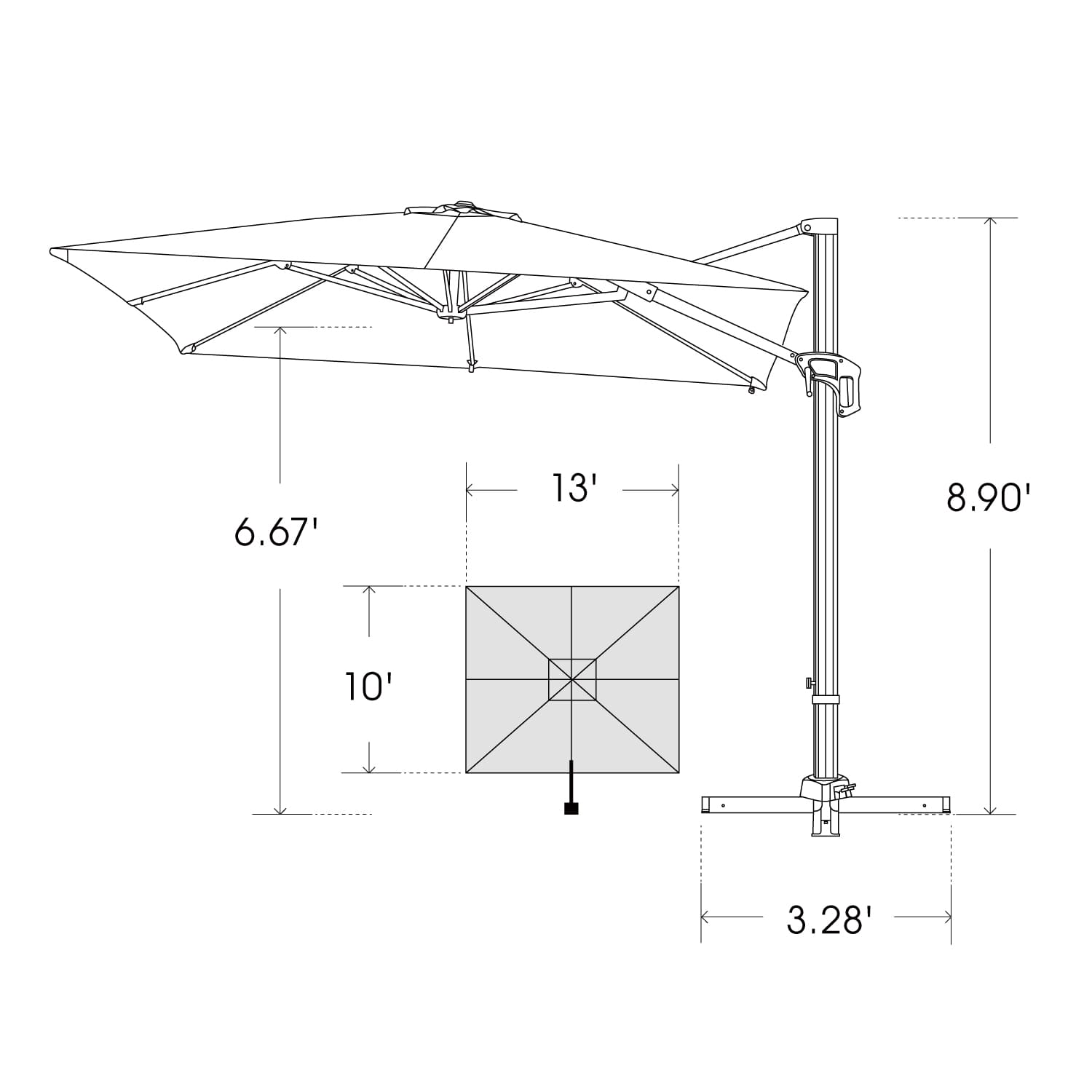 Bluu Sequoia Pro Cantilever Umbrella Rectangular 1-Tier