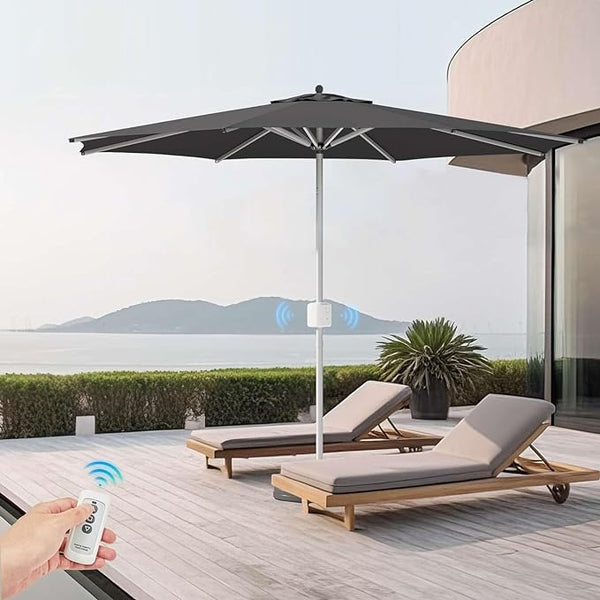 BLUU 9 FT Automatic Aluminum Outdoor Patio Umbrella with Remote Button