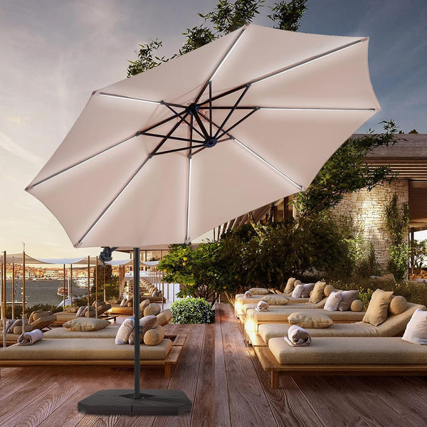 BLUU 10 FT Patio Offset Umbrella Outdoor Cantilever Umbrella Hanging U