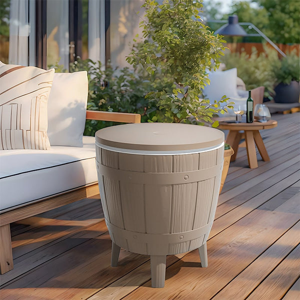 Patio Cooler Table Weather Resistant Resin Bluu