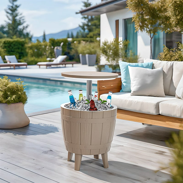 Patio Cooler Table Weather Resistant Resin Bluu