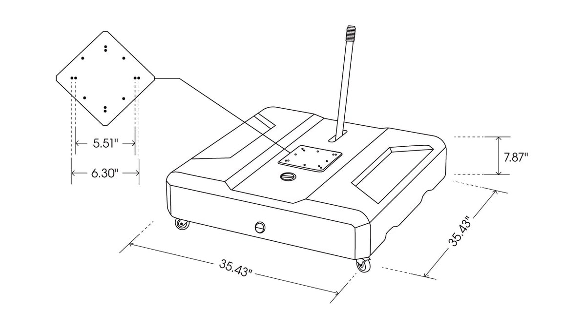 Cantilever Umbrella Base with Wheels Rolling Umbrella Stand Bluu