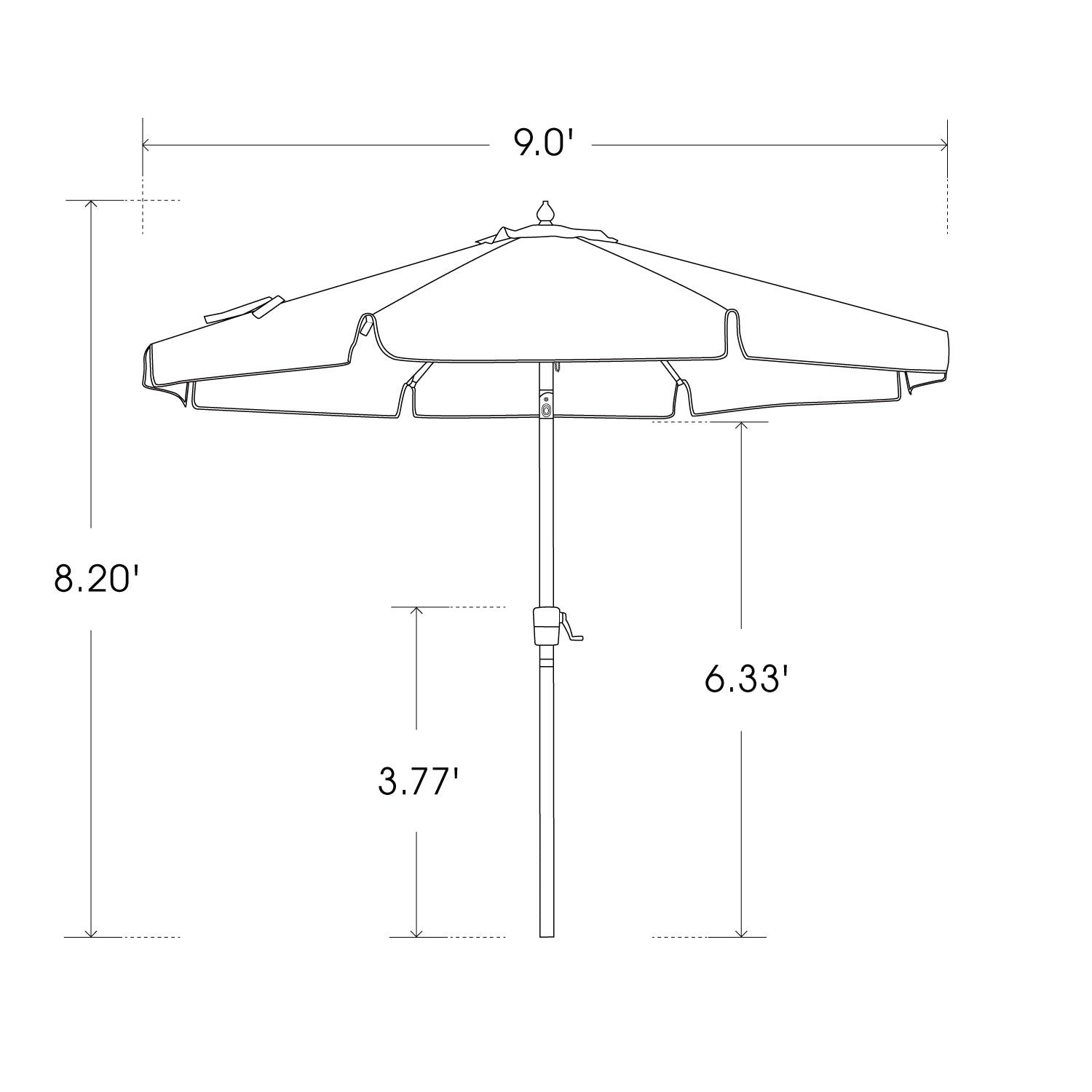 Bluu Fringed Market Umbrella