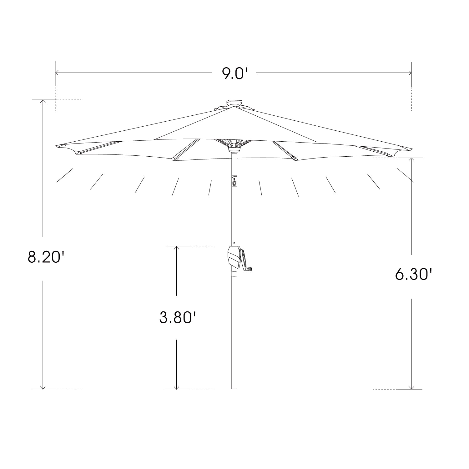 Bluu Solar LED Maple Pro Market Umbrella