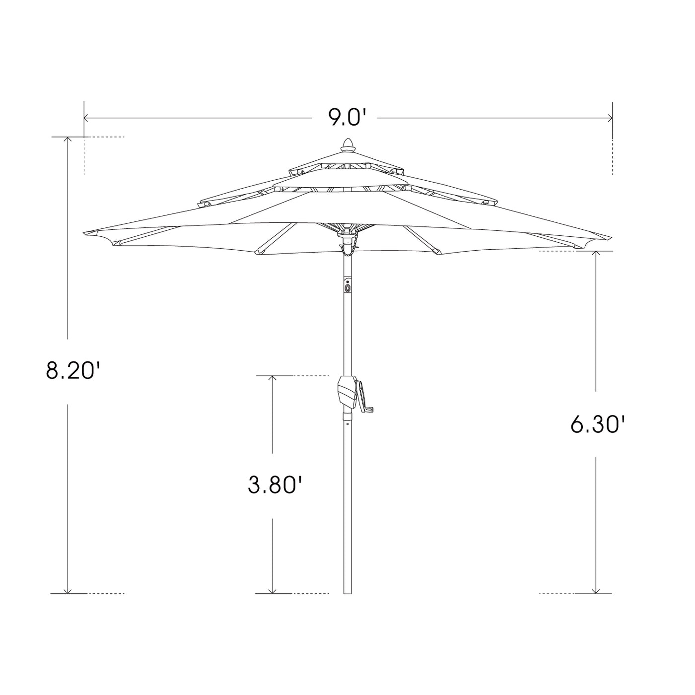 9 Ft 3 Tier Heavy Duty Wind Resistant Patio Umbrella | Bluu Maple Pro