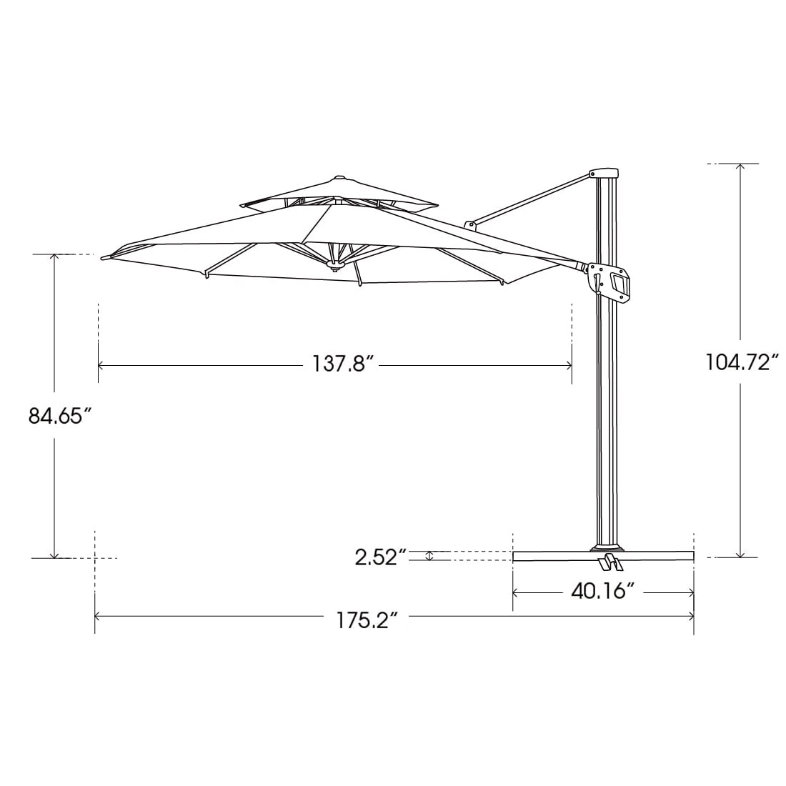 Bluu Redwood Pro Cantilever Umbrella Round 2-Tier