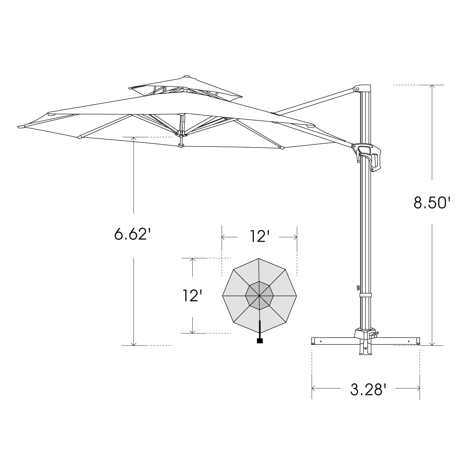 Bluu Sequoia Pro Cantilever Umbrella Round 2-Tier