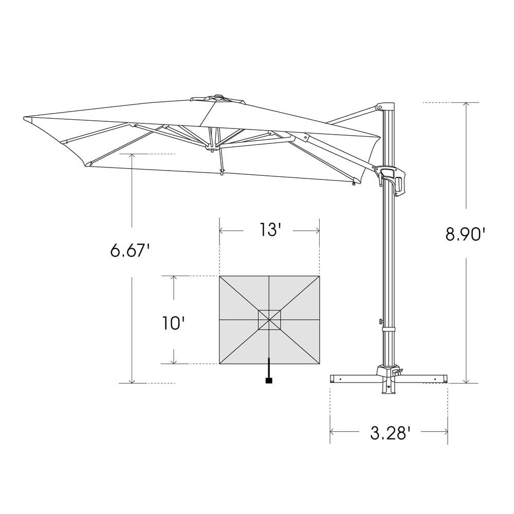 Premium Quality and Durable Rectangular Cantilever Umbrella Bluu