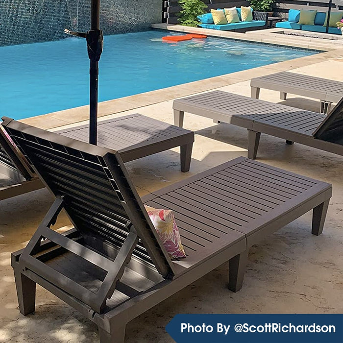 Resin Modern Outdoor Chaise Lounge in Grey Bluu